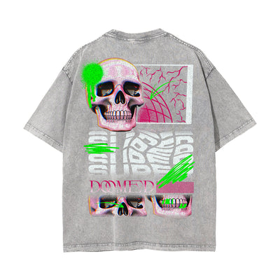 Super Skull Graphic Stone Wash Tee-INNBLAC