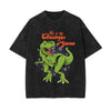 Christmas Dinosaur Stone Wash Graphic Tee-INNBLAC