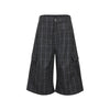 Plaid Multi-Pocket Cropped Cargo Shorts