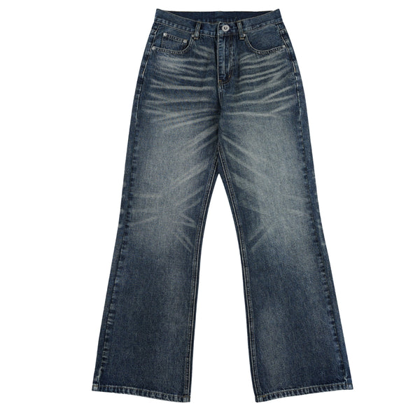 Blue Washed Baggy Cat Whisker Jeans