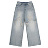 High Street Baggy Wide Leg Distressed Patchwork Denim Jeans