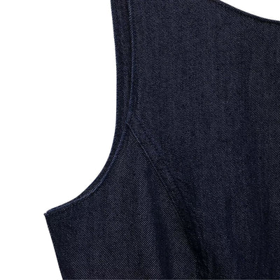 Low-Cut Back Ruffle Mini Denim Dress