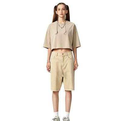 Washed Boxy Cropped Raglan Tee