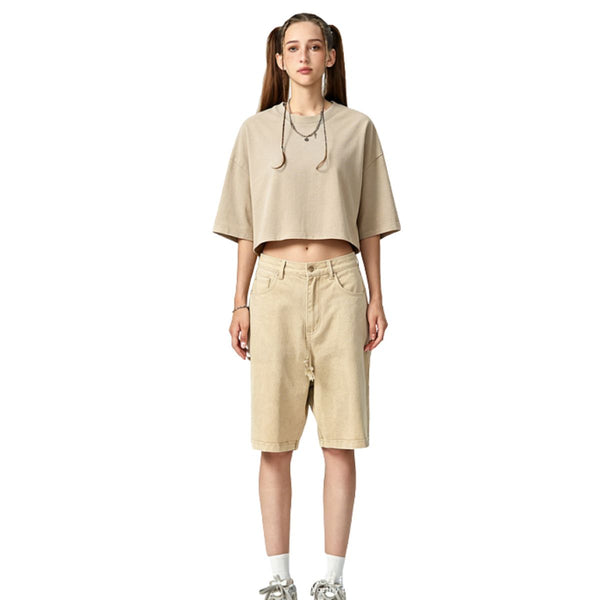 Washed Boxy Cropped Raglan Tee