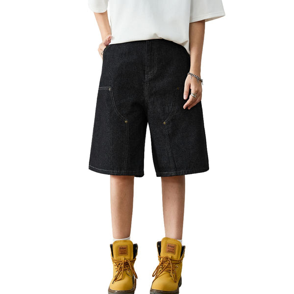 Vintage Black Relaxed Fit Denim Shorts