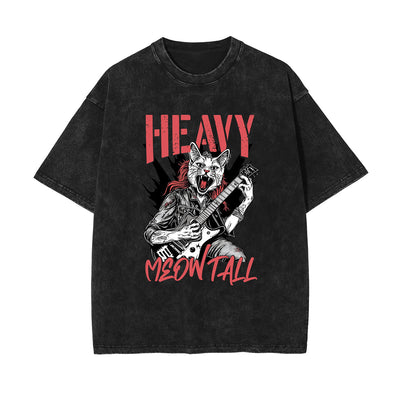 Heavy Meowtall Stone Wash Graphic Tee-INNBLAC