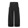 Draped Wide Leg Summer Suit Trousers with Deconstructed Panels