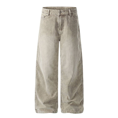 Retro Washed Corduroy Baggy Straight-Leg Pants