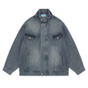 Heavy Craft Motorcycle Style Loose Casual Workwear Washed Denim Jacket