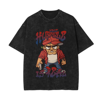 Streetwear Stone Wash Graphic Tee-INNBLAC