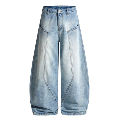Oversized Pocket Distressed Wide Leg Vintage Jeans