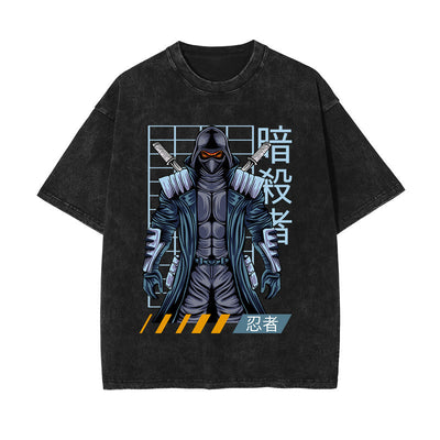 Urban Ninja Stone Wash Graphic Tee-INNBLAC
