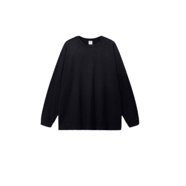 Retro Raw Edge Relaxed Fit Pure Cotton Long-Sleeve Tee 275gsm
