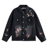 Casual Vintage Washed Floral Embroidered Hip-hop Denim Jacket