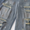 Paint Splatter Heavy Ripped Washed Jeans