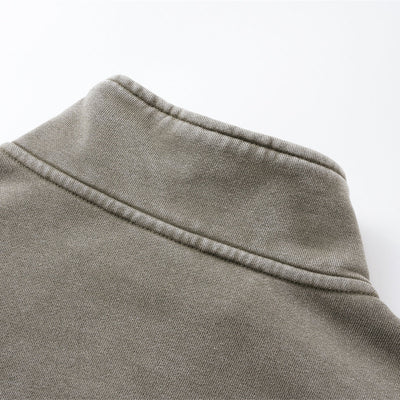 Distressed Wash Comfort Zip Pullover Sweatshirt
