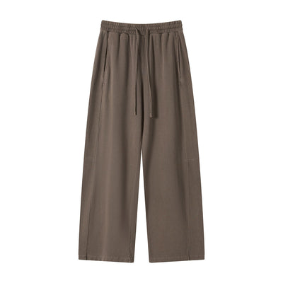 Curved Seam Straight Leg Casual Street Trousers