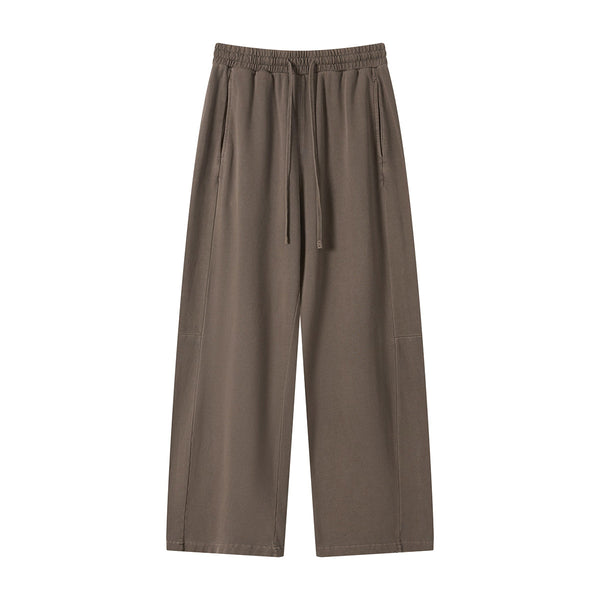 Curved Seam Straight Leg Casual Street Trousers