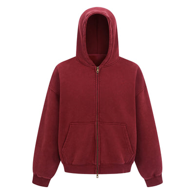 Vintage Oversized Full Zip Kangaroo Pocket Hoodie