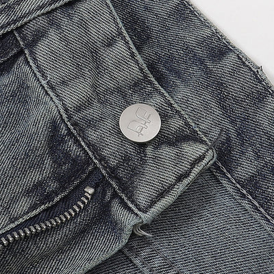 Vintage Wash Wide Leg Denim Jeans