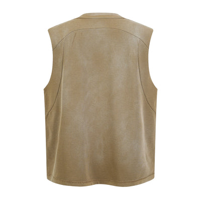 Chest Pocket Knit Sleeveless Relaxed Fit Muscle Tank