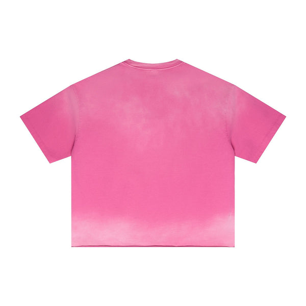 Boxy Raw Edge Washed Loose Short Sleeve Tee