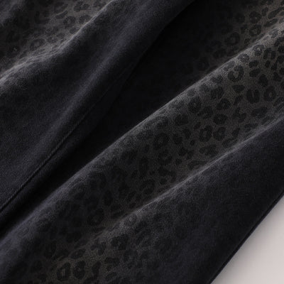 Black Wash Leopard-Print Wide-Leg Jeans