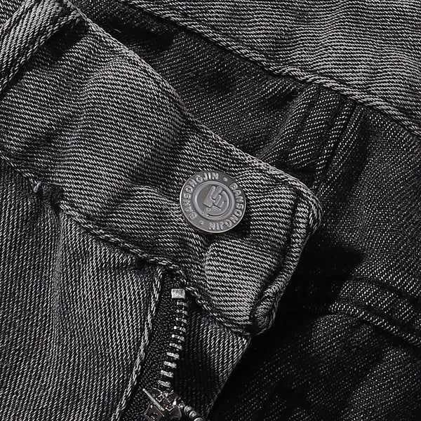 Faded Grey Distressed Wide Leg Vintage Jeans