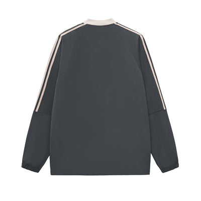 Contrast Stripes Two-Tone V-Neck Sweatshirt