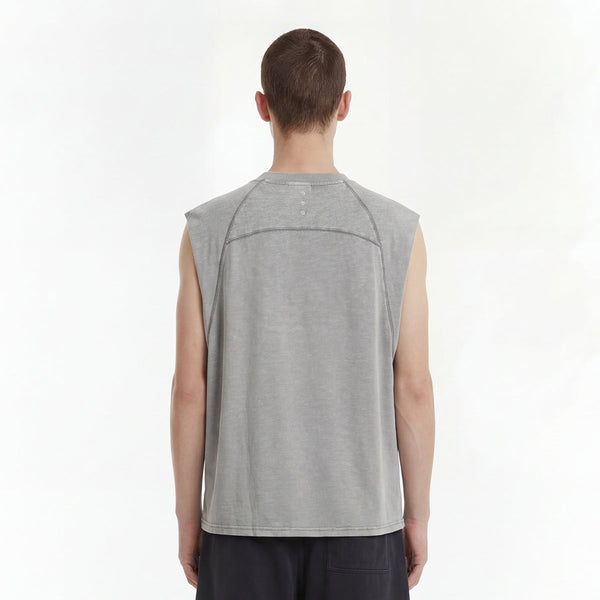Raw Edge Distressed Studded Sleeveless Tee
