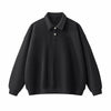 Solid Color Fleece Polo Collar Sweatshirt
