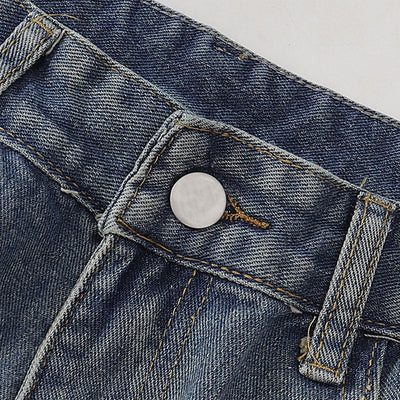 Wide Leg Pinstripe Detail Denim Jeans