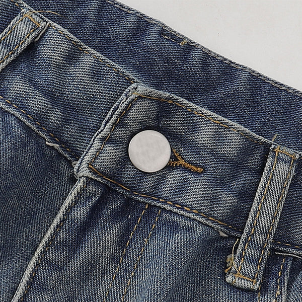 Wide Leg Pinstripe Detail Denim Jeans