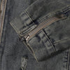 Bold Stitching Distressed Denim Jacket