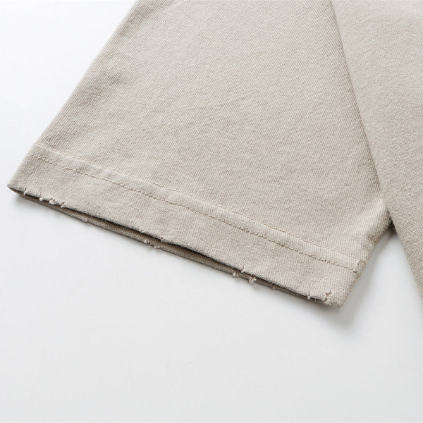 Washed Raw-Edge Pocket Clean Fit Crew Neck Tee