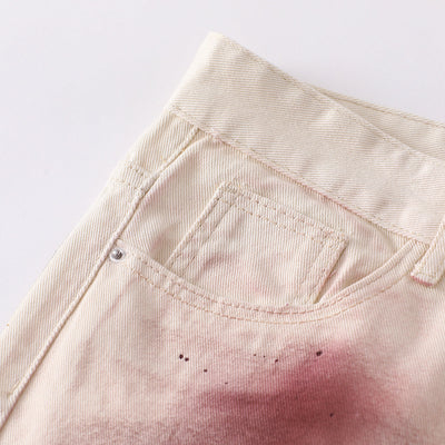 Artistic Paint-Splatter Wide-Leg Jeans