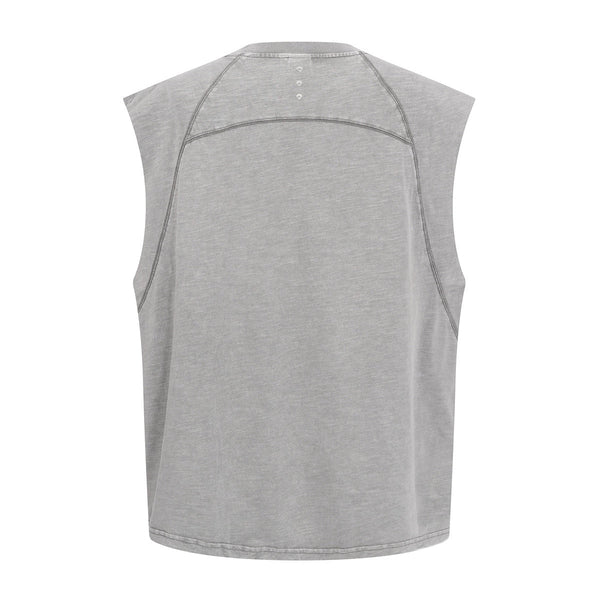 Raw Edge Distressed Studded Sleeveless Tee