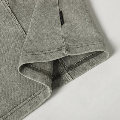 Vintage Washed Distressed Short Sleeve Panel Design Tee