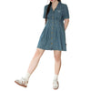 Bow-Embroidered Corset Denim Mini Dress
