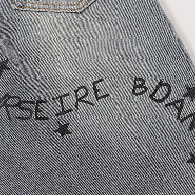 Street Style Graphic Print Relaxed Denim Shorts
