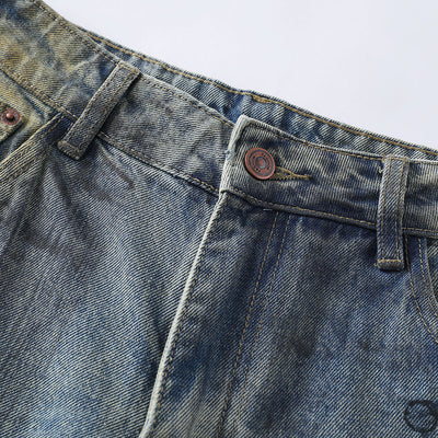 Vintage Washed Ripped Wide-Leg Jeans