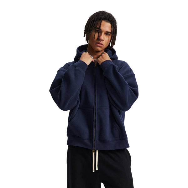 Dual Zipper Fleece Hooded Streetwear Hoodie