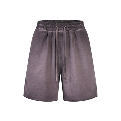 Reverse-Dyed Distressed Raw Edge Shorts