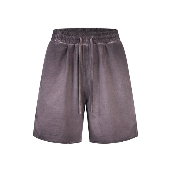Reverse-Dyed Distressed Raw Edge Shorts