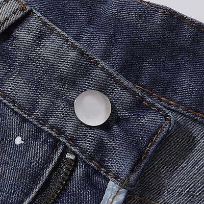 Splatter Wash Distressed Wide Leg Jeans