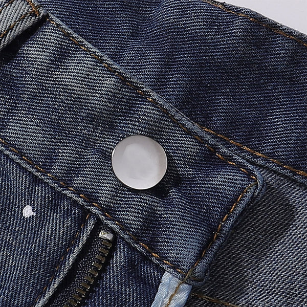 Splatter Wash Distressed Wide Leg Jeans