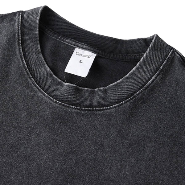 Distressed Fade Drop Shoulder Oversized Cotton T-Shirt