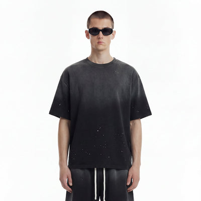 Splatter Dye Washed Distressed Air Mamba Cotton Tee