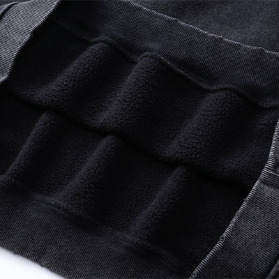 Front Pocket Button Detail Oversized Washed Hoodie