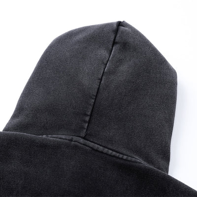 Front Pocket Button Detail Oversized Washed Hoodie